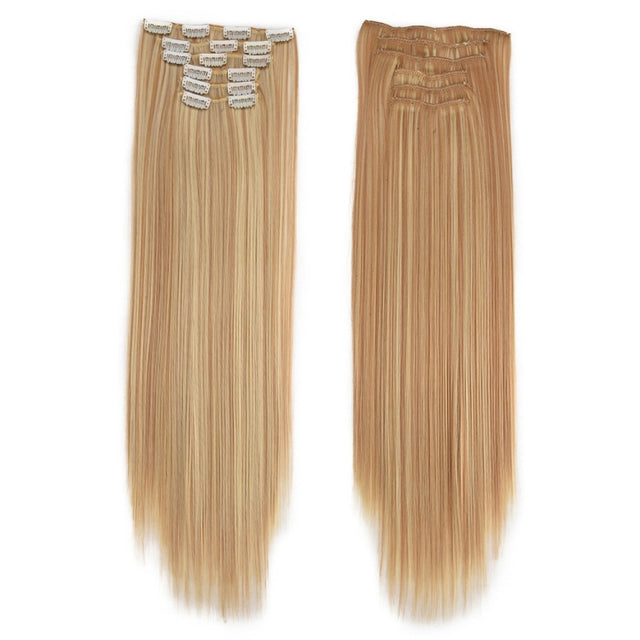 6 In 1 60cm Card Hair Extension Piece 16 Card Long Straight Hair Wig Piece, Color: 16.27H613