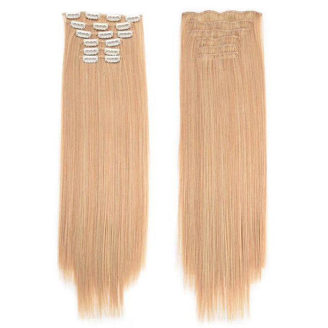 6 In 1 60cm Card Hair Extension Piece 16 Card Long Straight Hair Wig Piece, Color: 17.27M613