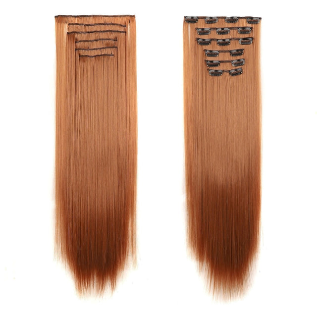 6 In 1 60cm Card Hair Extension Piece 16 Card Long Straight Hair Wig Piece, Color: 21.30