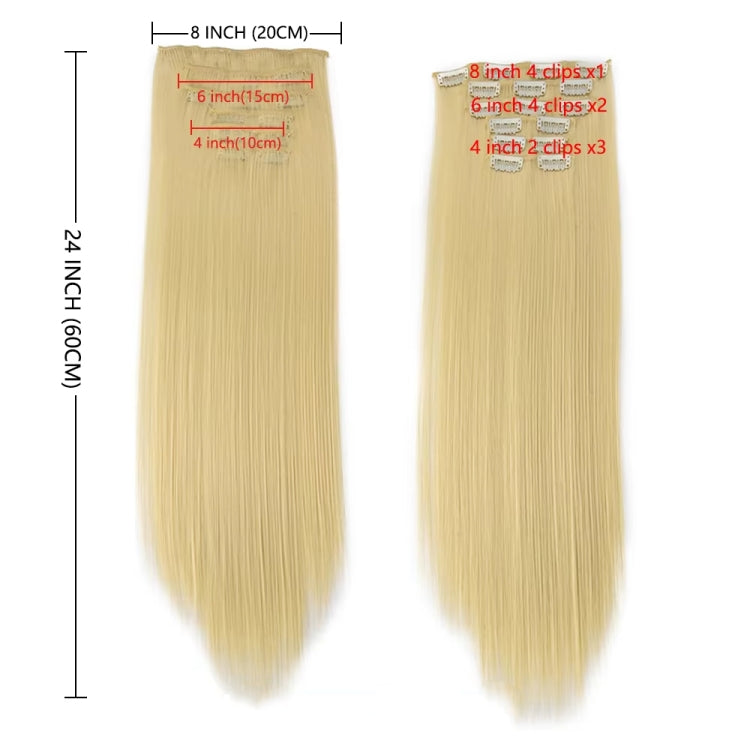 6 In 1 60cm Card Hair Extension Piece 16 Card Long Straight Hair Wig Piece, Color: 10.6H613