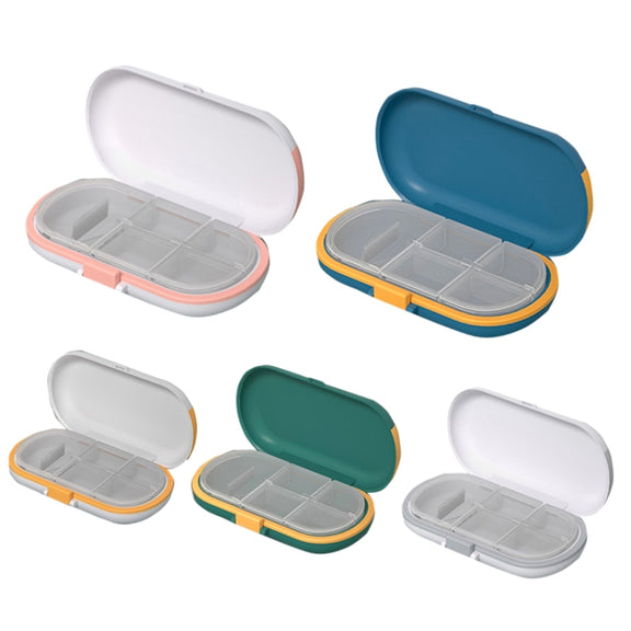 HW073 Portable Cut Medicine Large-capacity Pill Box Compartment Sealed Small Pill Box(Green)