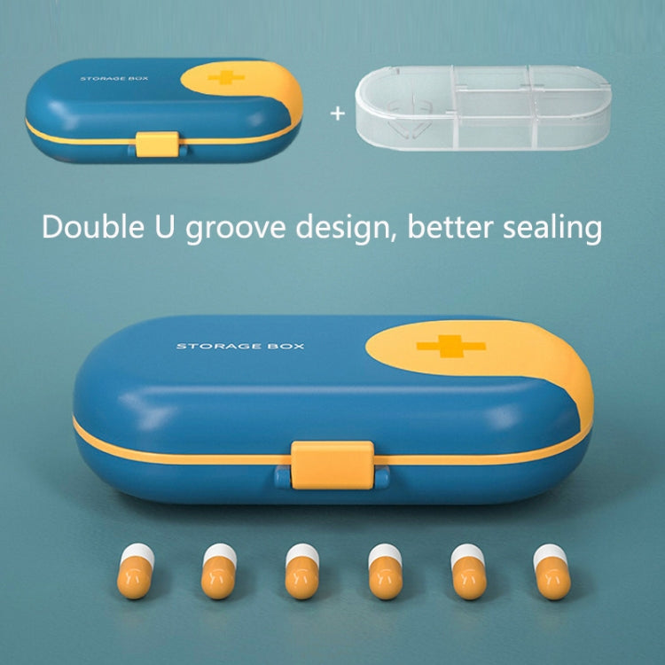 HW073 Portable Cut Medicine Large-capacity Pill Box Compartment Sealed Small Pill Box(White Yellow) - free shipping - PMC TechLife - Order now!