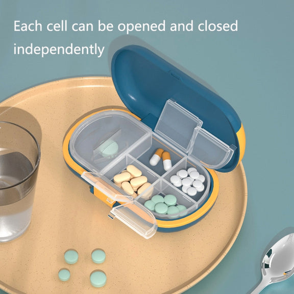 HW073 Portable Cut Medicine Large-capacity Pill Box Compartment Sealed Small Pill Box(Green)