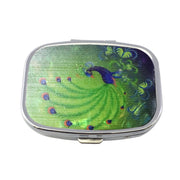 2 PCS Y10336 Two-Compartment Metal Portable Pill Box(Green Peacock)