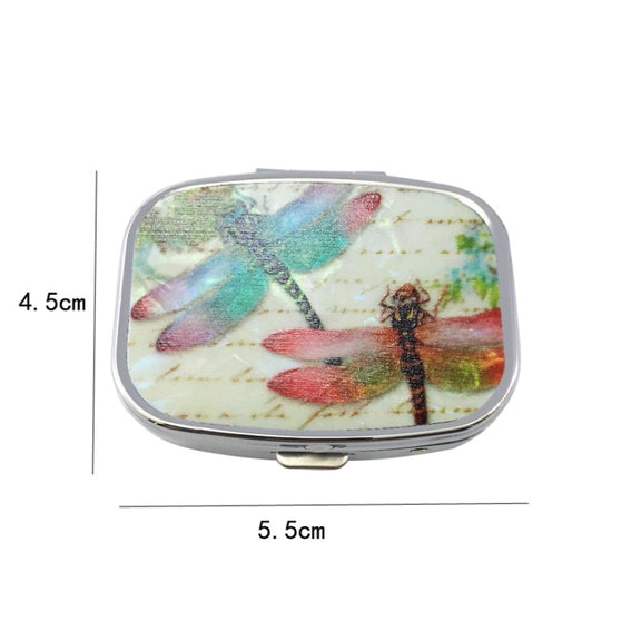 2 PCS Y10336 Two-Compartment Metal Portable Pill Box(Purple Rose)