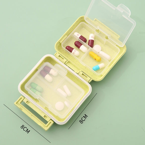 JS0018 Wheat Portable Sealed Pill Box with 6 Compartments For Pill Health Care Box(Solid Yellow)