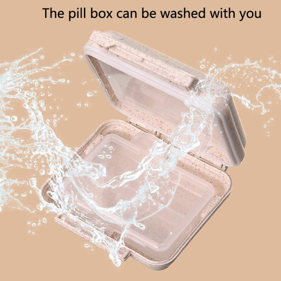 JS0018 Wheat Portable Sealed Pill Box with 6 Compartments For Pill Health Care Box(Solid Yellow)