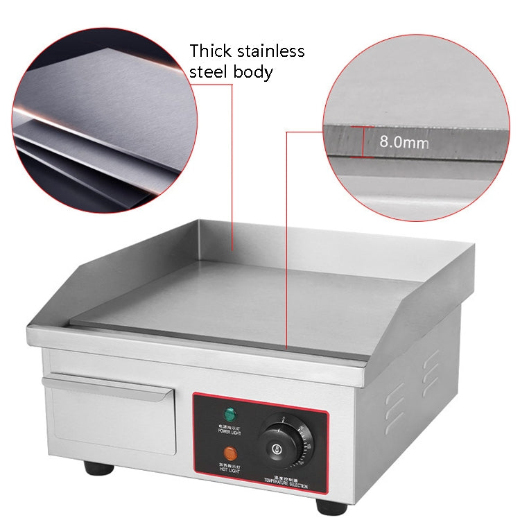 Fuyi Commercial Desktop Electric Stove Stainless Steel Body Cast Iron Skewers Pancake Electric Griddle, EU Plug(EG-818B)