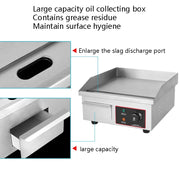 Fuyi Commercial Desktop Electric Stove Stainless Steel Body Cast Iron Skewers Pancake Electric Griddle, EU Plug(EG-818B)