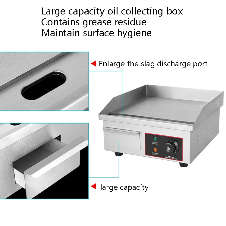Fuyi Commercial Desktop Electric Stove Stainless Steel Body Cast Iron Skewers Pancake Electric Griddle, EU Plug(EG-818B)