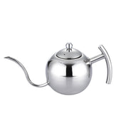 Hand Flush Pot Mocha Coffee Pot Stainless Steel Coffee Pot European Style Stainless Steel Teapot With Strainer, Capacity: 0.85L(Silver)