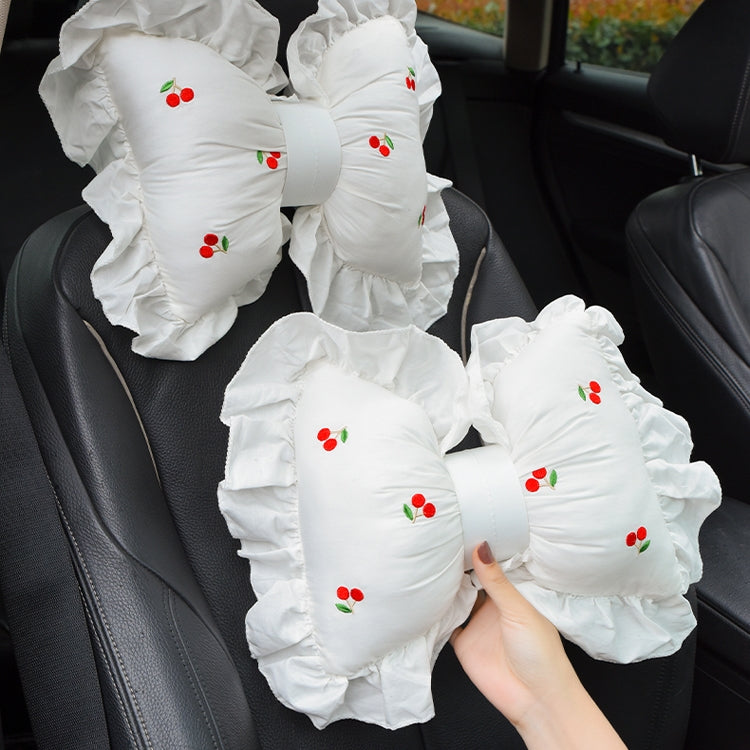 Bow Car Head Pillow Car Seat Neck Pillow Comfortable Cotton Car Supplies, Colour: Cherry Headrest - Seat Accessories by PMC TechLife | Online Shopping South Africa | PMC TechLife | Buy Now Pay Later Mobicred