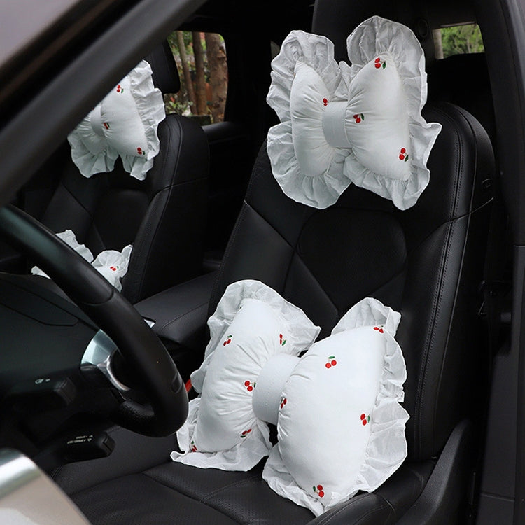 Bow Car Head Pillow Car Seat Neck Pillow Comfortable Cotton Car Supplies, Colour: Cherry Lumbar Pillow - Seat Accessories by PMC TechLife | Online Shopping South Africa | PMC TechLife | Buy Now Pay Later Mobicred