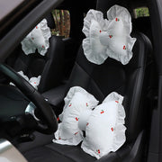 Bow Car Head Pillow Car Seat Neck Pillow Comfortable Cotton Car Supplies, Colour: Cherry Lumbar Pillow