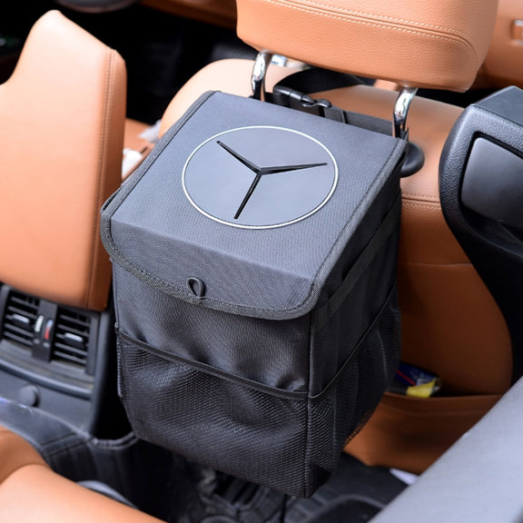 With Cover Car Trash Can Foldable Car Chair Back Trash Can Water-resistant Box, Size: 15 x 15 x 25cm(Black)