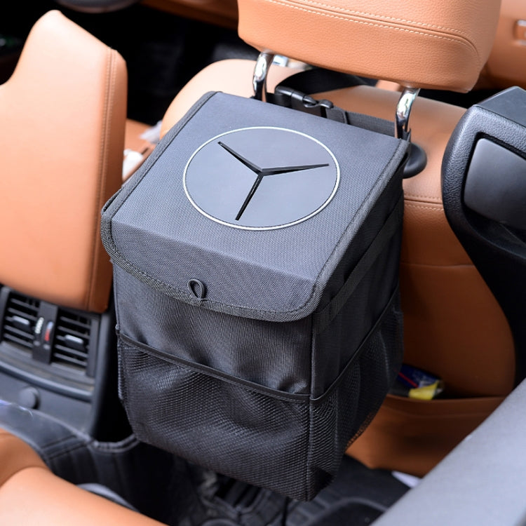 With Cover Car Trash Can Foldable Car Chair Back Trash Can Water-resistant Box, Size: 15 x 15 x 25cm(Black)