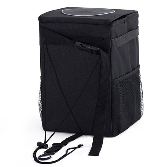 With Cover Car Trash Can Foldable Car Chair Back Trash Can Water-resistant Box, Size: 15 x 15 x 25cm(Black)