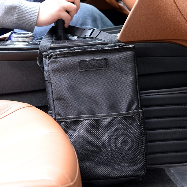 With Cover Car Trash Can Foldable Car Chair Back Trash Can Water-resistant Box, Size: 15 x 15 x 25cm(Black)