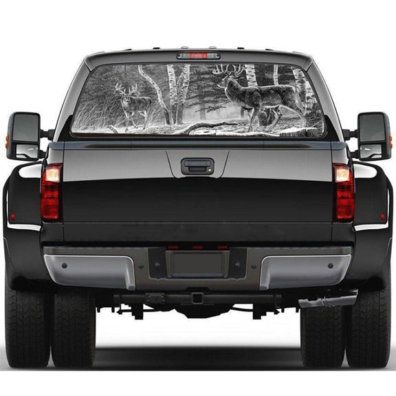 D-828 Forest Hunting Deer Rear Window Glass Stickers Truck SUV Car Post-Gear Window Stickers, 135X36cm