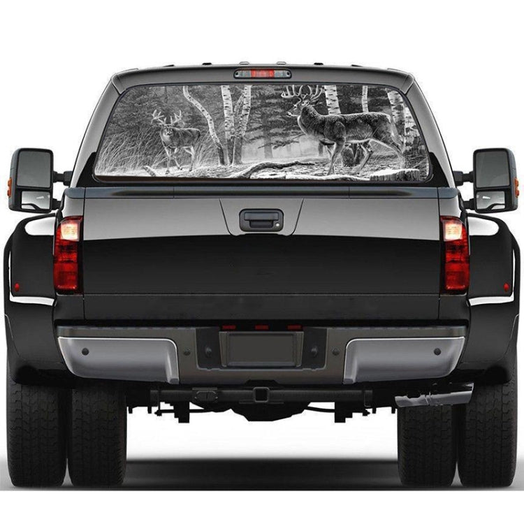 D-828 Forest Hunting Deer Rear Window Glass Stickers Truck SUV Car Post-Gear Window Stickers, 135X36cm