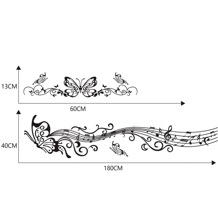 D-347 Butterfly Note Car Sticker Sheet Music Waist Line Body Sticker(Black) - Decorative Sticker by PMC TechLife | Online Shopping South Africa | PMC TechLife | Buy Now Pay Later Mobicred