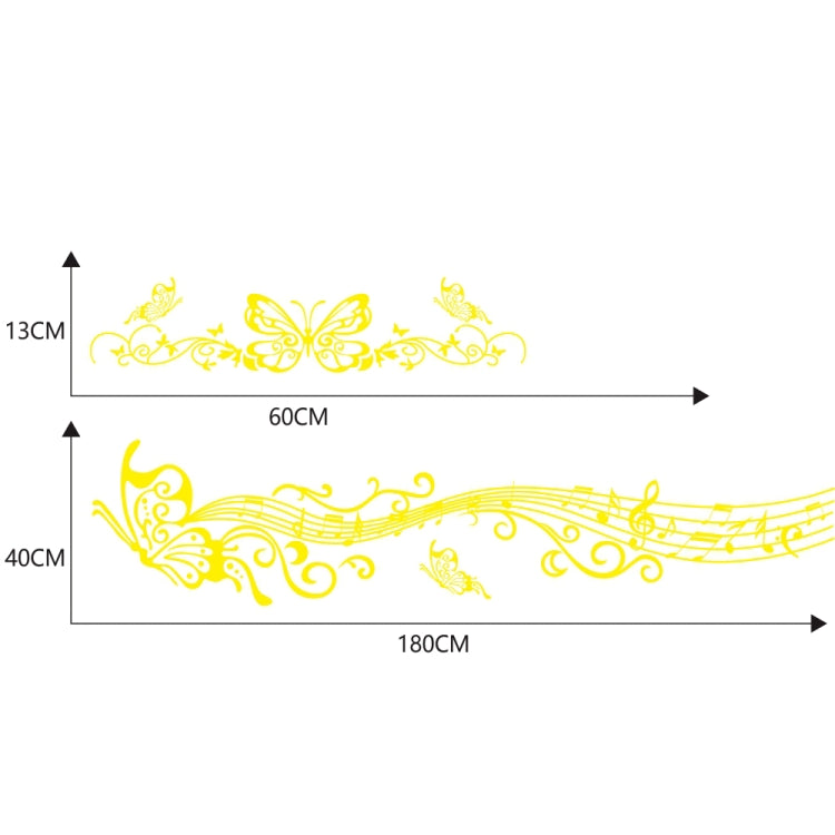 D-347 Butterfly Note Car Sticker Sheet Music Waist Line Body Sticker(Yellow) - Decorative Sticker by PMC TechLife | Online Shopping South Africa | PMC TechLife | Buy Now Pay Later Mobicred