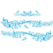 D-347 Butterfly Note Car Sticker Sheet Music Waist Line Body Sticker(Blue)