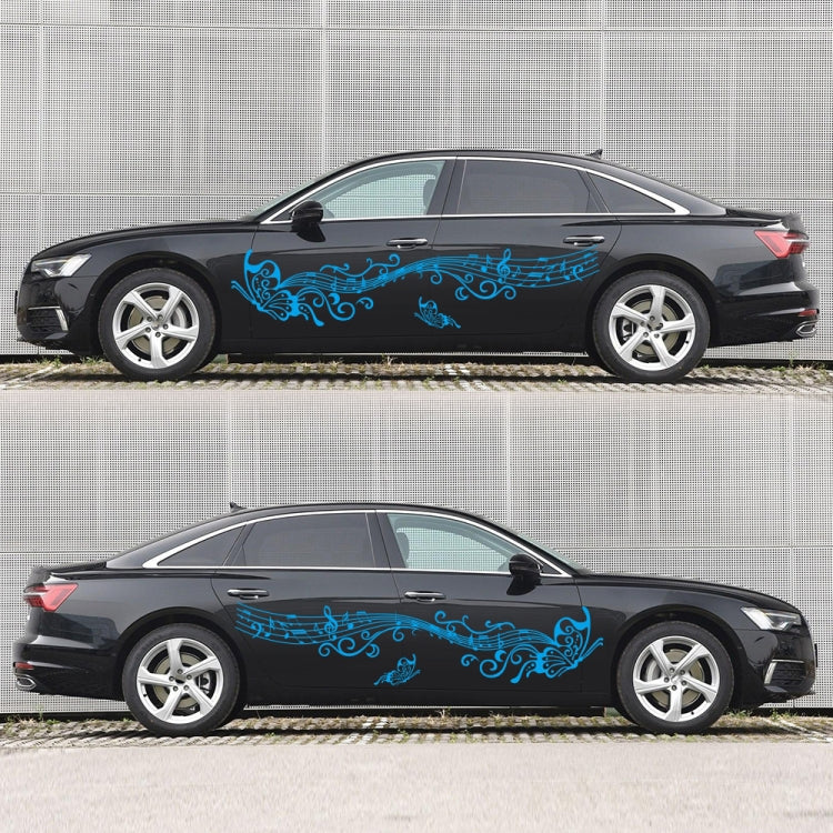 D-347 Butterfly Note Car Sticker Sheet Music Waist Line Body Sticker(Blue) - free shipping - PMC TechLife - Order now!
