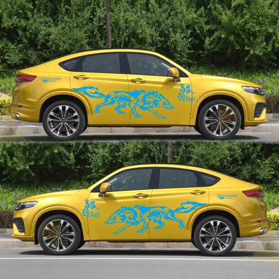 D-70 Wolf Totem Car Stickers Car Personality Modified Car Stickers(Blue)