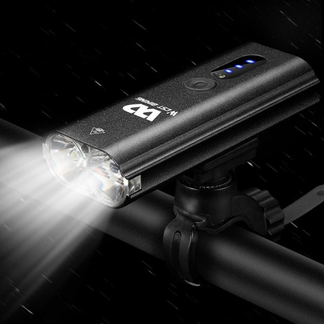 WEST BIKING Bicycle Light Sensor Headlight Mountain Bike Night Riding Strong Light(Black)