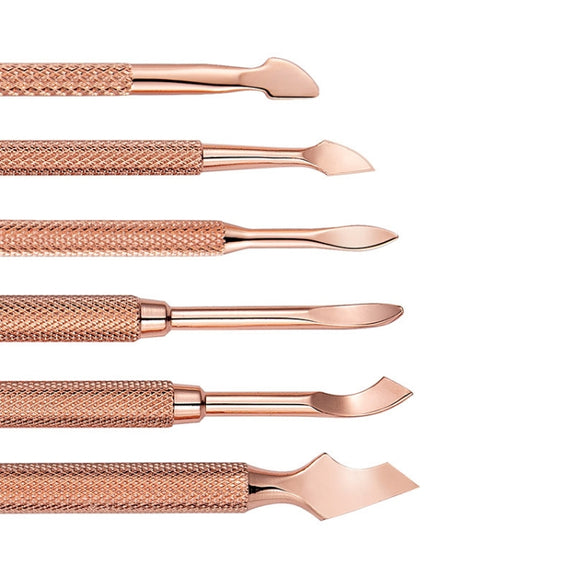 3 PCS Stainless Steel Rose Gold Double-Headed Steel Push Dead Skin Scissors Nail Set,Style: 01 Big Head