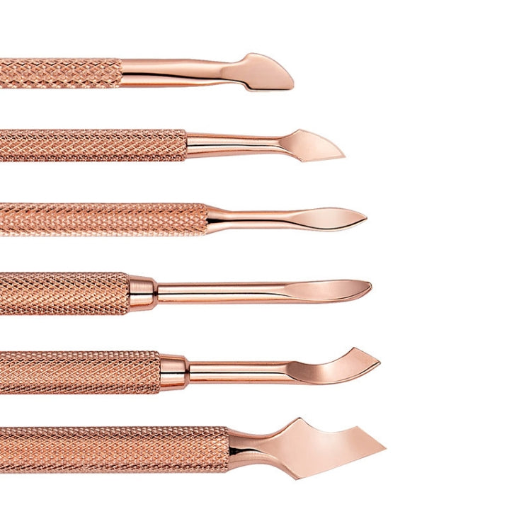3 PCS Stainless Steel Rose Gold Double-Headed Steel Push Dead Skin Scissors Nail Set,Style: 01 Big Head