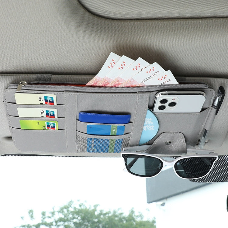 2 PCS Auto Sun Visor Card Clip Business Card Glasses Clip Zipper Car Mobile Phone Document Folder(Gray) - Stowing Tidying by PMC TechLife | Online Shopping South Africa | PMC TechLife | Buy Now Pay Later Mobicred