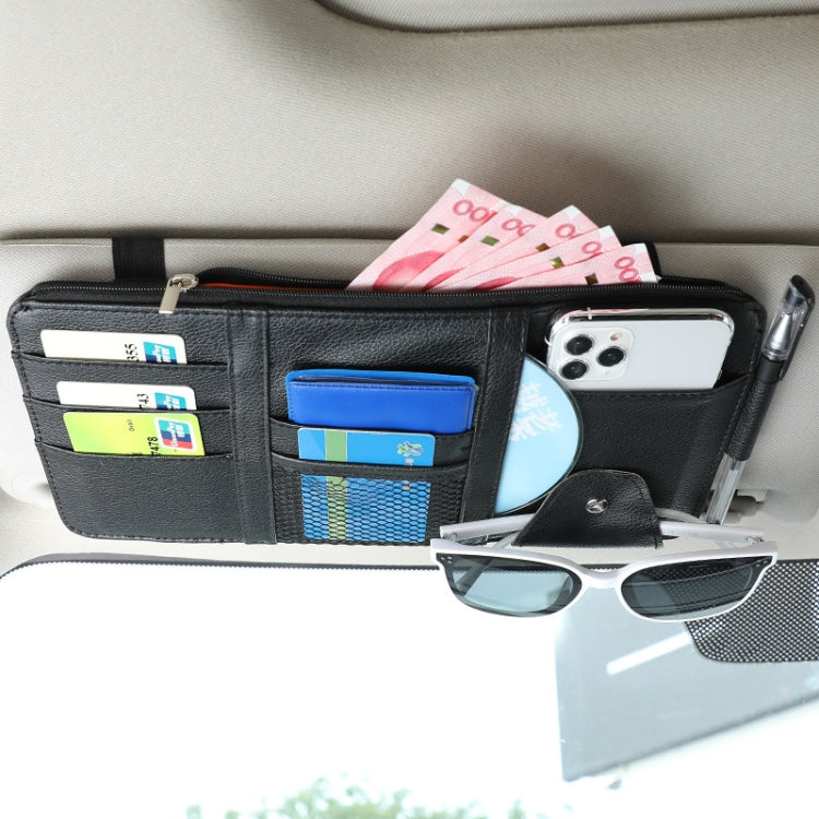 2 PCS Auto Sun Visor Card Clip Business Card Glasses Clip Zipper Car Mobile Phone Document Folder(Black) - Stowing Tidying by PMC TechLife | Online Shopping South Africa | PMC TechLife | Buy Now Pay Later Mobicred