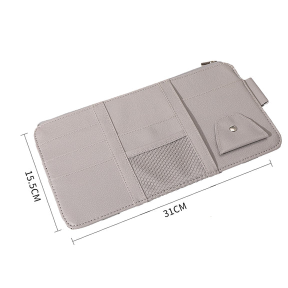 2 PCS Auto Sun Visor Card Clip Business Card Glasses Clip Zipper Car Mobile Phone Document Folder(Red)