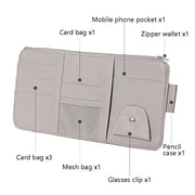 2 PCS Auto Sun Visor Card Clip Business Card Glasses Clip Zipper Car Mobile Phone Document Folder(Red)