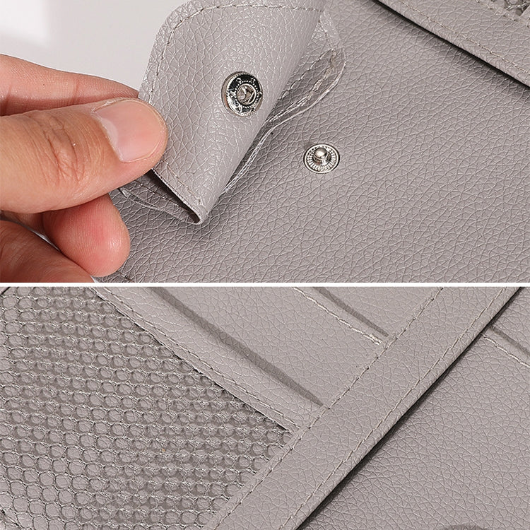 2 PCS Auto Sun Visor Card Clip Business Card Glasses Clip Zipper Car Mobile Phone Document Folder(Red)