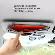 2 PCS Auto Sun Visor Card Clip Business Card Glasses Clip Zipper Car Mobile Phone Document Folder(Red)