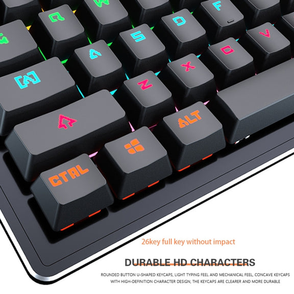 LEAVEN K880 104 Keys Gaming Green Axis Office Computer Wired Mechanical Keyboard, Cabel Length:1.6m(White)