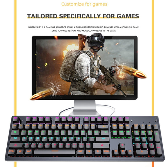 LEAVEN K880 104 Keys Gaming Green Axis Office Computer Wired Mechanical Keyboard, Cabel Length:1.6m(White)