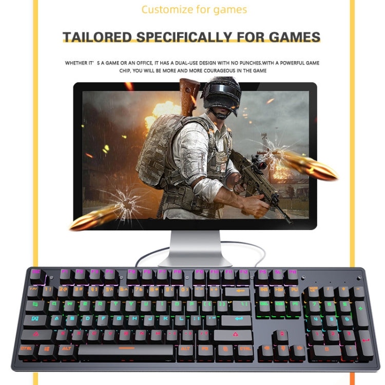 LEAVEN K880 104 Keys Gaming Green Axis Office Computer Wired Mechanical Keyboard, Cabel Length:1.6m(White)