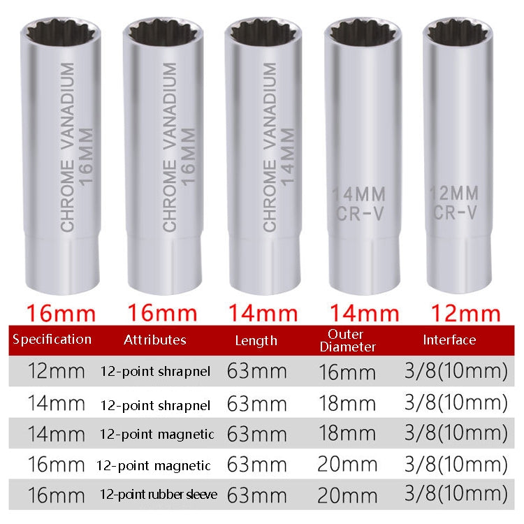 Car Spark Plug Sleeve Wrench Thin Flames Disassembly Tool, Specification: 14mm (Magnetic) - Hand Tool Sets by PMC TechLife | Online Shopping South Africa | PMC TechLife | Buy Now Pay Later Mobicred