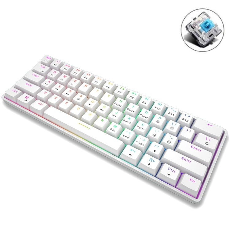 LEAVEN K28 61 Keys Gaming Office Computer RGB Wireless Bluetooth + Wired Dual Mode Mechanical Keyboard, Cabel Length:1.5m, Colour: Green Axis (White) - free shipping - PMC Jewellery - Order now!