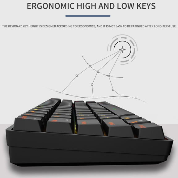 LEAVEN K28 61 Keys Gaming Office Computer RGB Wireless Bluetooth + Wired Dual Mode Mechanical Keyboard, Cabel Length:1.5m, Colour: Red Axis (Blue)