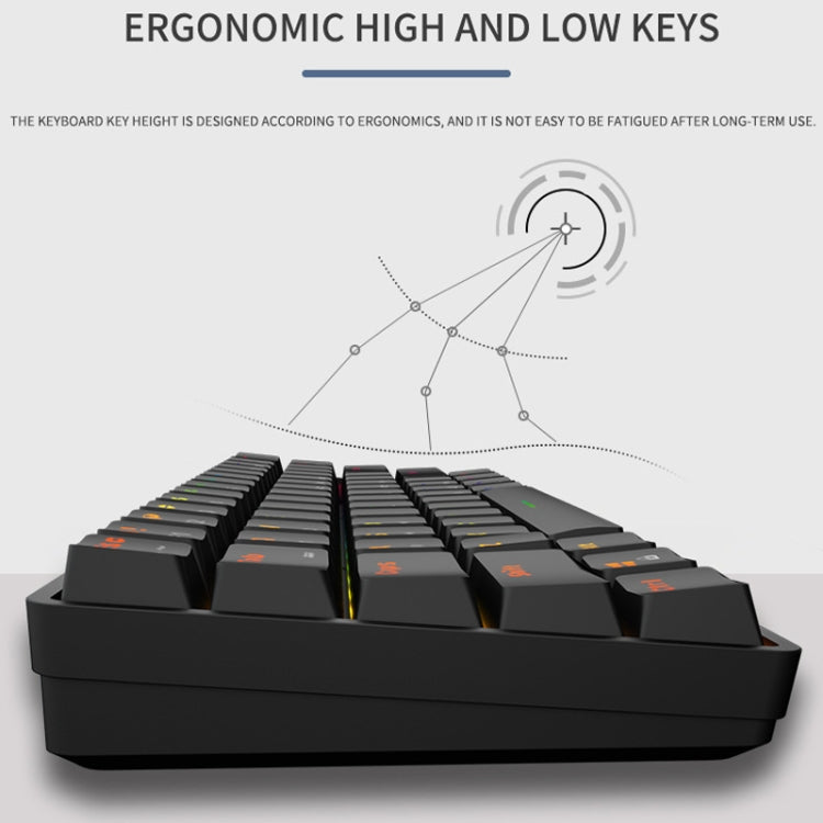 LEAVEN K28 61 Keys Gaming Office Computer RGB Wireless Bluetooth + Wired Dual Mode Mechanical Keyboard, Cabel Length:1.5m, Colour: Red Axis (Blue)