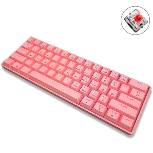 LEAVEN K28 61 Keys Gaming Office Computer RGB Wireless Bluetooth + Wired Dual Mode Mechanical Keyboard, Cabel Length:1.5m, Colour: Red Axis (Pink) - free shipping - PMC Jewellery - Order now!