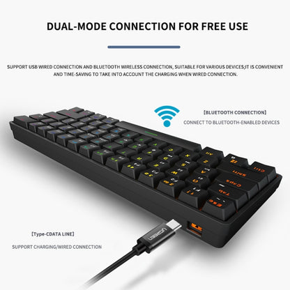 LEAVEN K28 61 Keys Gaming Office Computer RGB Wireless Bluetooth + Wired Dual Mode Mechanical Keyboard, Cabel Length:1.5m, Colour: Tea Axis (Pink) - free shipping - PMC Jewellery - Order now!