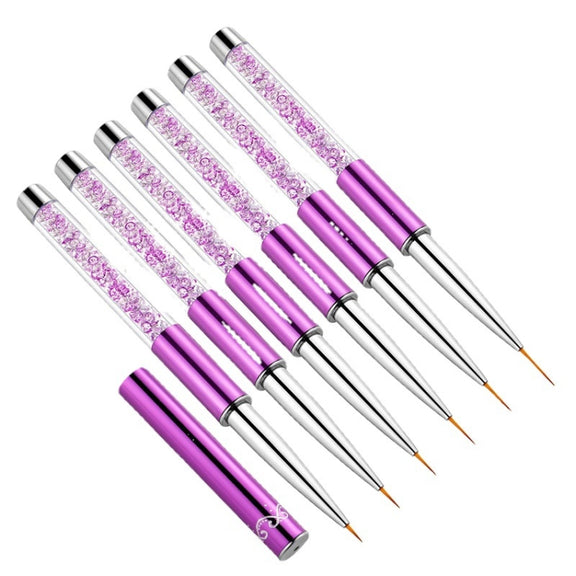 Nail Art Drawing Pen Purple Drill Rod Color Painting Flower Stripe Nail Brush With Pen Cover, Specification: 15mm