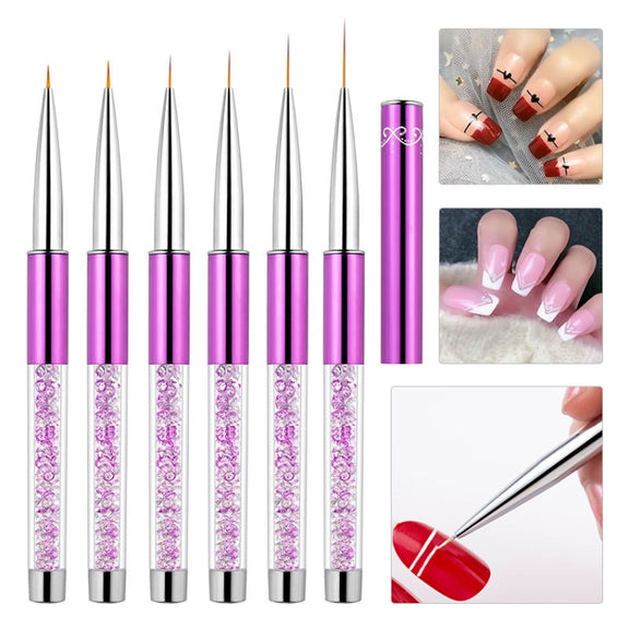 Nail Art Drawing Pen Purple Drill Rod Color Painting Flower Stripe Nail Brush With Pen Cover, Specification: 11mm