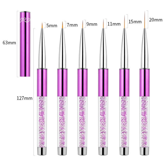 Nail Art Drawing Pen Purple Drill Rod Color Painting Flower Stripe Nail Brush With Pen Cover, Specification: 5mm